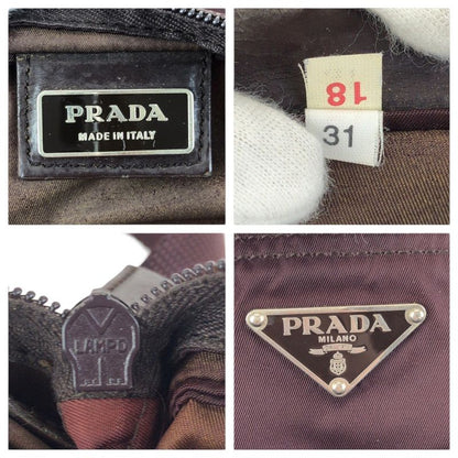 Prada Tessuto Wine Red Orange Silver Nylon Shoulder Bag