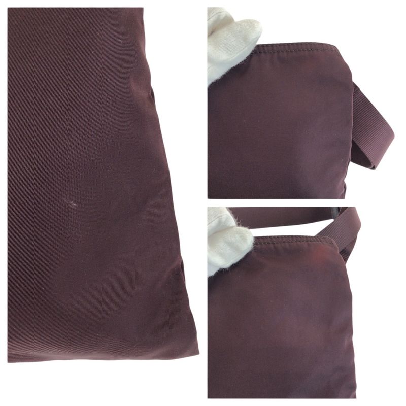 Prada Tessuto Wine Red Orange Silver Nylon Shoulder Bag