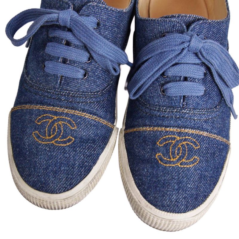 Chanel Vintage Sneakers Low Cut Denim Cocoma