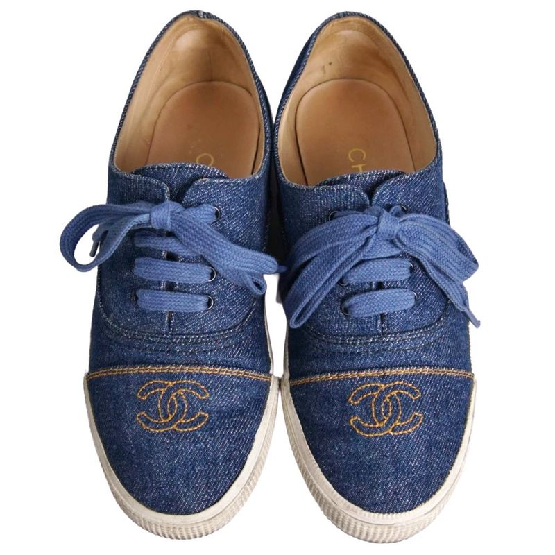 Chanel Vintage Sneakers Low Cut Denim Cocoma