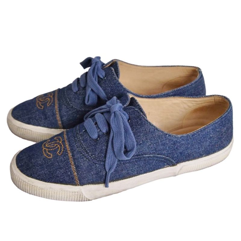 Chanel Vintage Sneakers Low Cut Denim Cocoma
