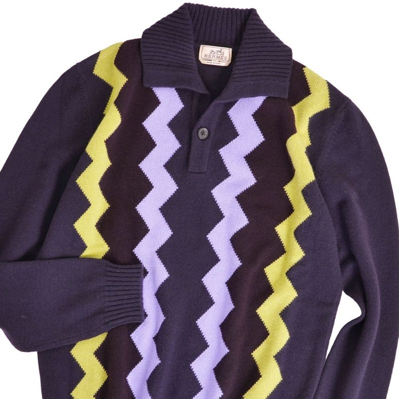 Hermes Knit Sweater Long Sleeve All Over Pattern Cashmere 1
