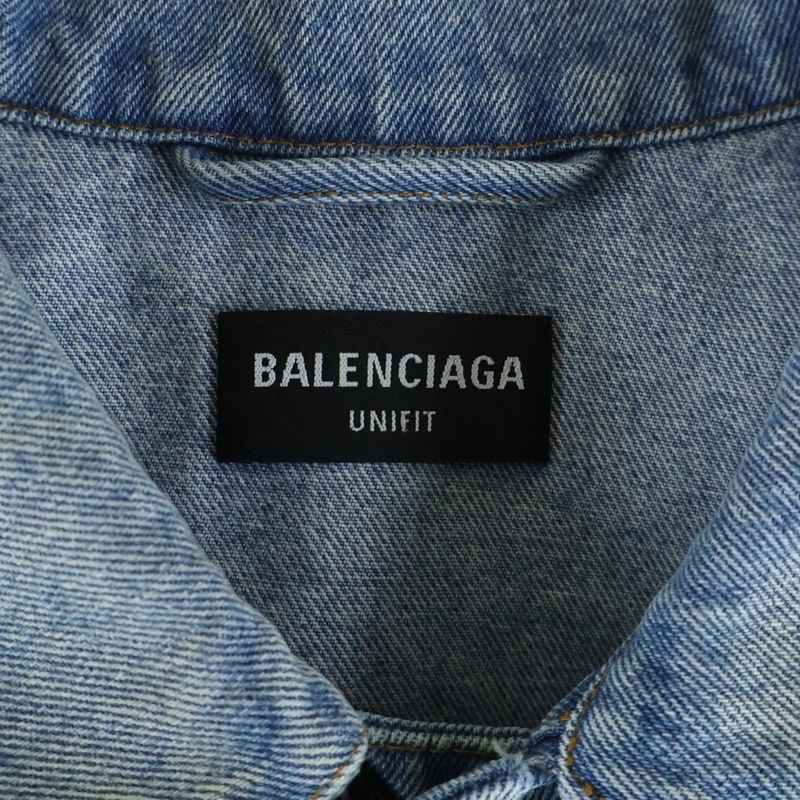 Balenciaga Zip UP Jacket Oversize Zip Up Denim Indigo