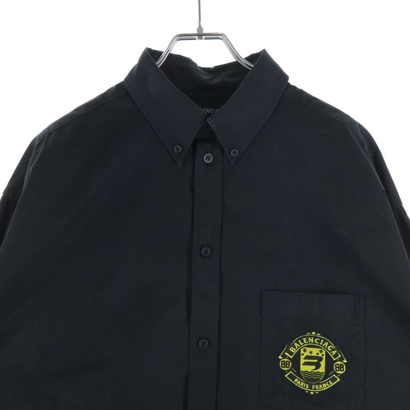 Balenciaga Quest Large Fit Shirts Oversize Front Logo Embroidery Long Sleeve