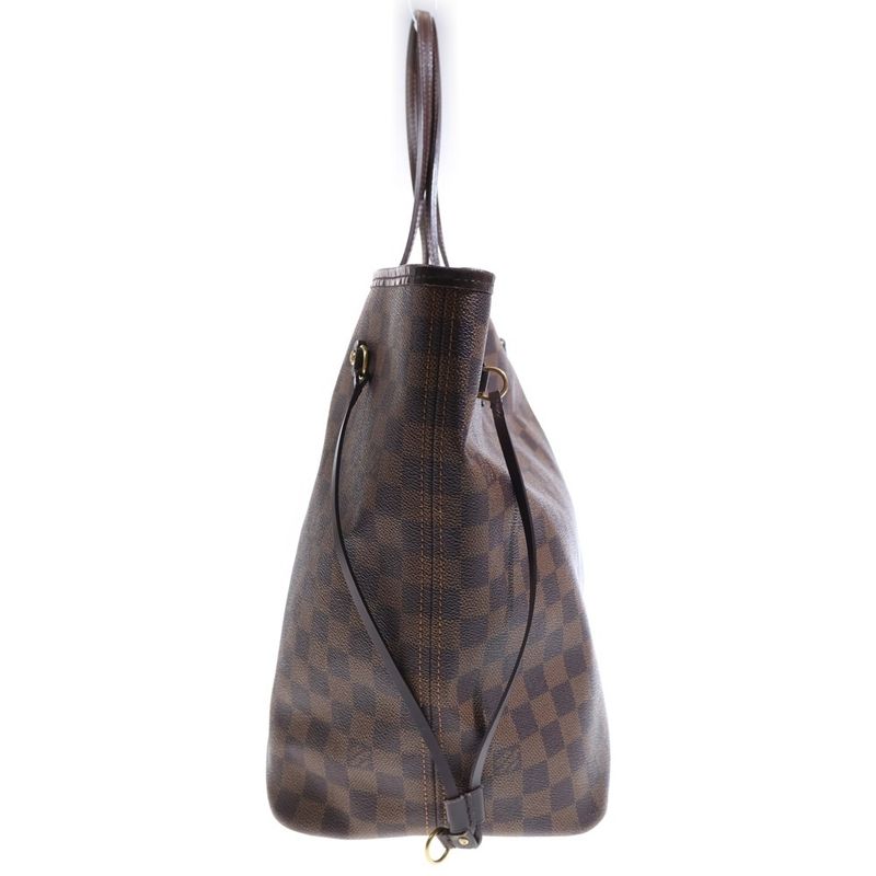Louis Vuitton Damier Neverfull GM Tote Brown Leather Gold