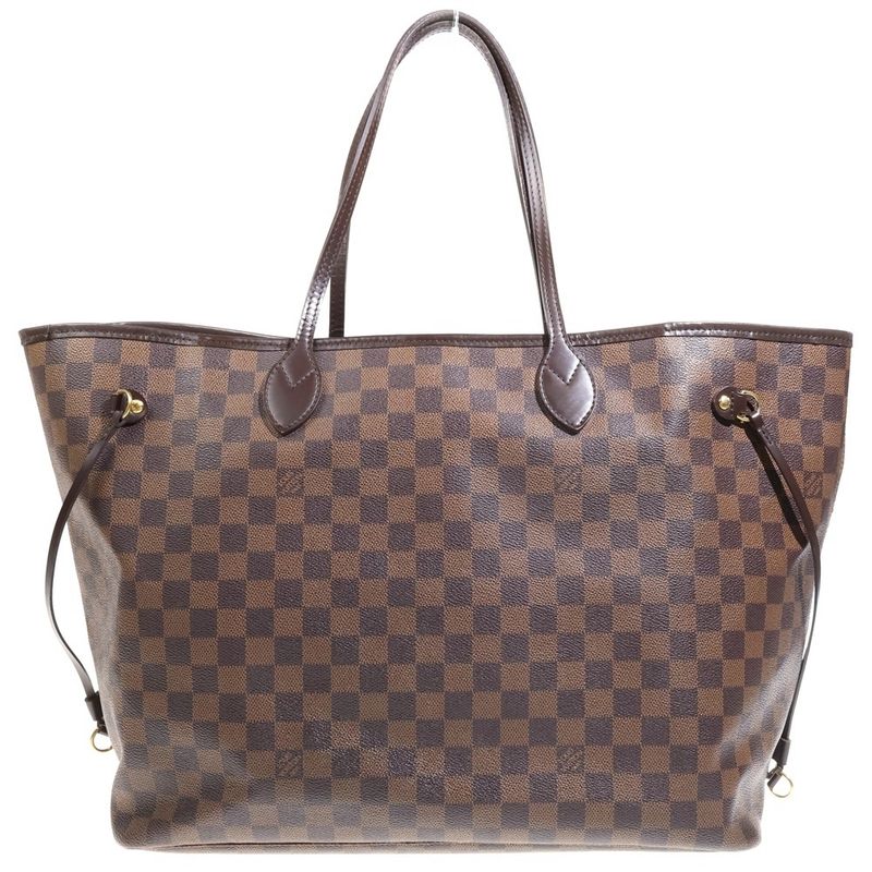 Louis Vuitton Damier Neverfull GM Tote Brown Leather Gold