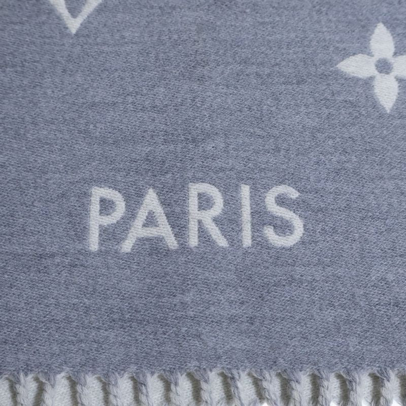 Louis Vuitton Scarf All About Monogram Wool Fringe Gray