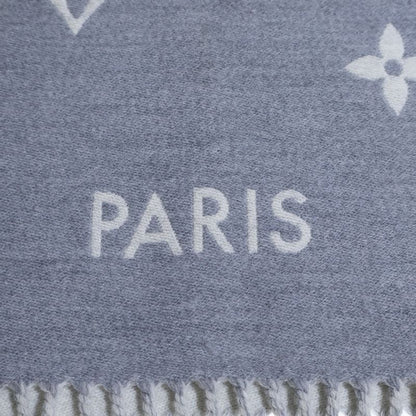 Louis Vuitton Scarf All About Monogram Wool Fringe Gray