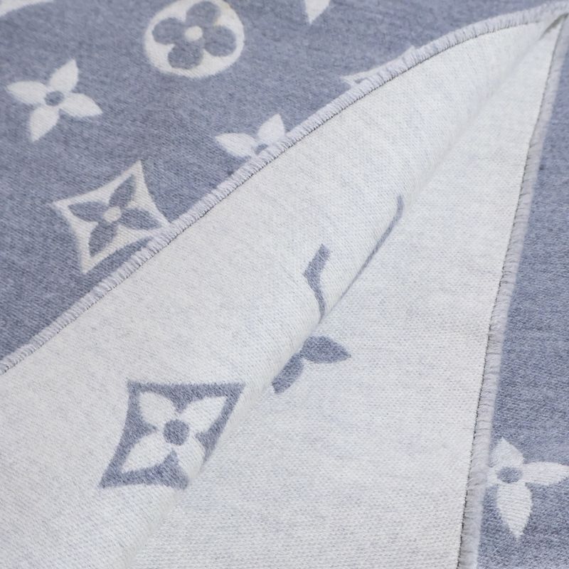 Louis Vuitton Scarf All About Monogram Wool Fringe Gray