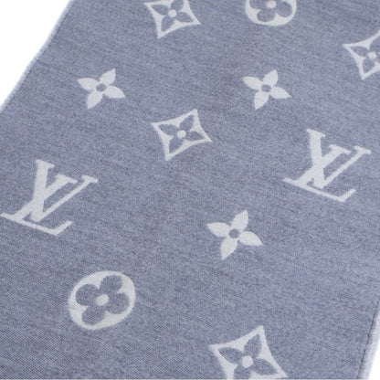 Louis Vuitton Scarf All About Monogram Wool Fringe Gray