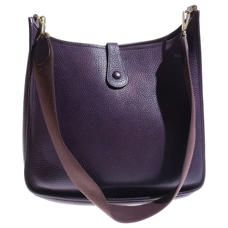 Hermes Evelyne GM Shoulder Bag Cassis Togo Leather Gold Strap