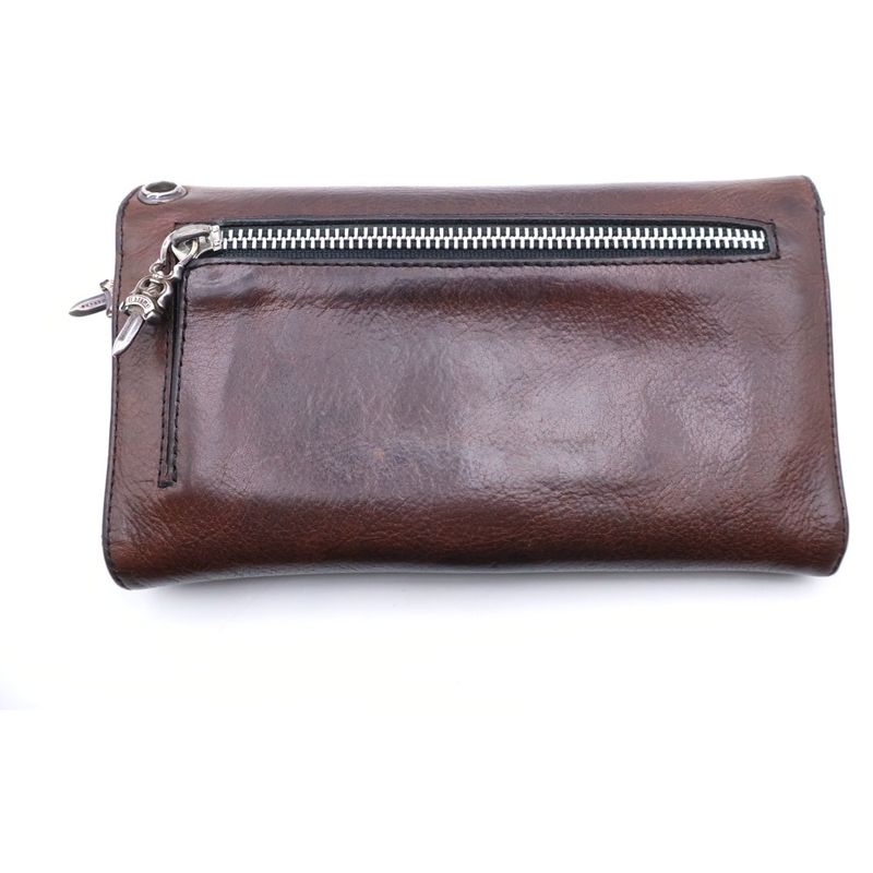 Chrome Hearts Wave Leather Wallet Brown