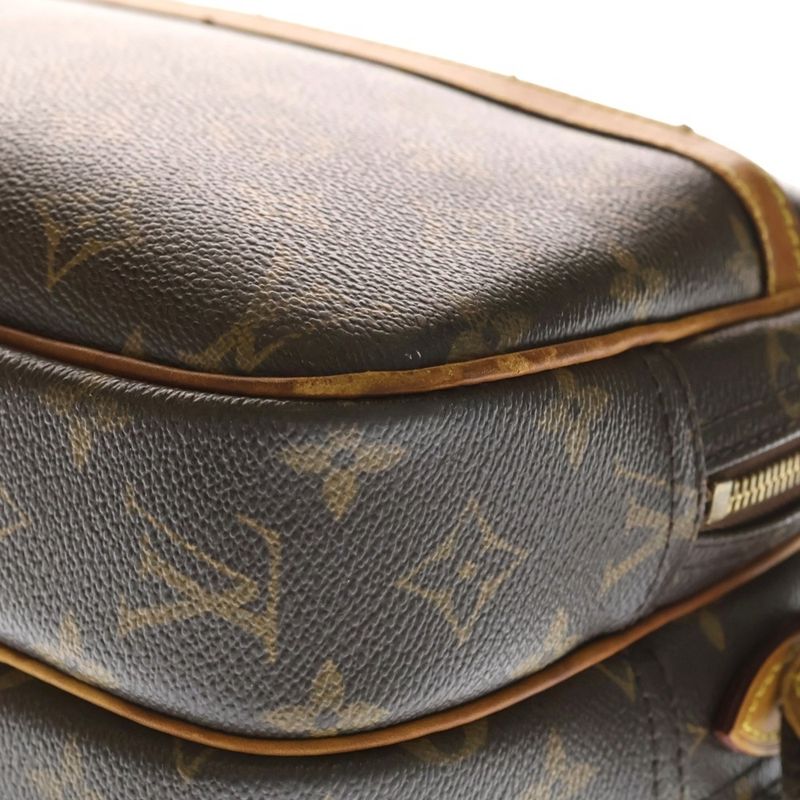 Louis Vuitton Monogram Reporter PM Shoulder Bag Brown Leather Gold