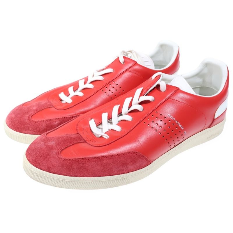 Dior German Trainer Low Cut Leather Sneakers Red