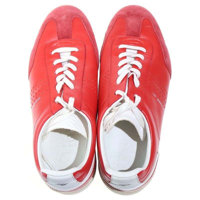 Dior German Trainer Low Cut Leather Sneakers Red