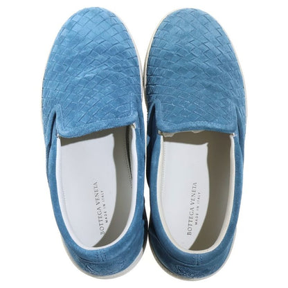Bottega Veneta Intrecciato Suede Leather Shoes Slip on Blue