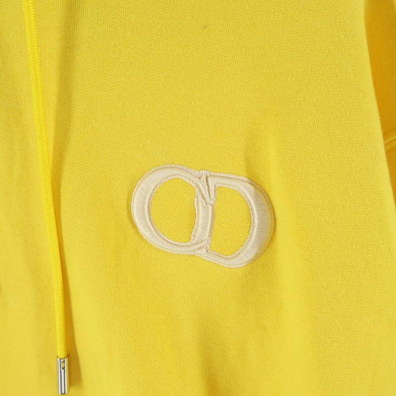 Dior CD Icon Hoodie CD Iron Embroidery Pullover Sweatshirt Yellow Sweater