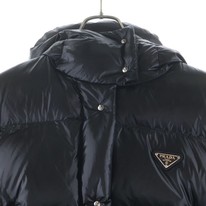 Prada Triangle Logo Short Down Jacket Black