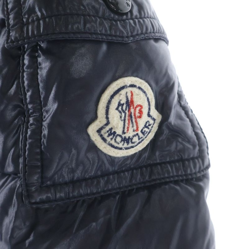 Moncler Moka Hooded Zip Up Long Jacket Coat Kids Navy