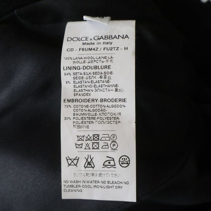 Dolce & Gabbana Flower Daisy Embroidery Wool Half Sleeve Dress Black