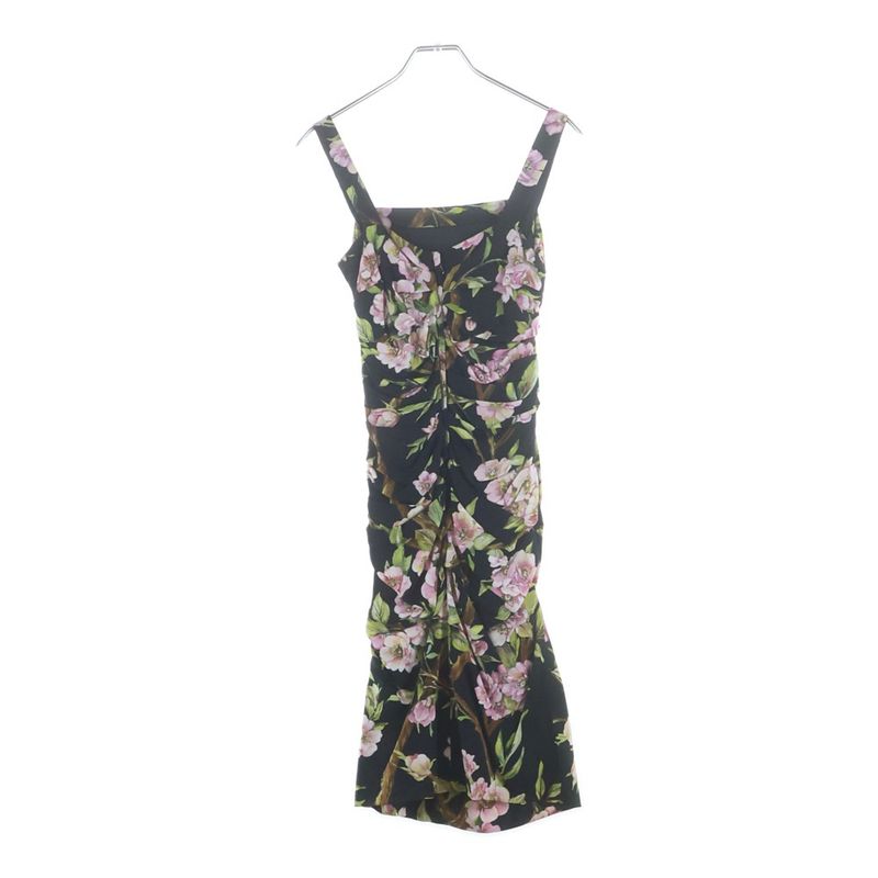 Dolce & Gabbana Flower Allover Print Gathered Dress