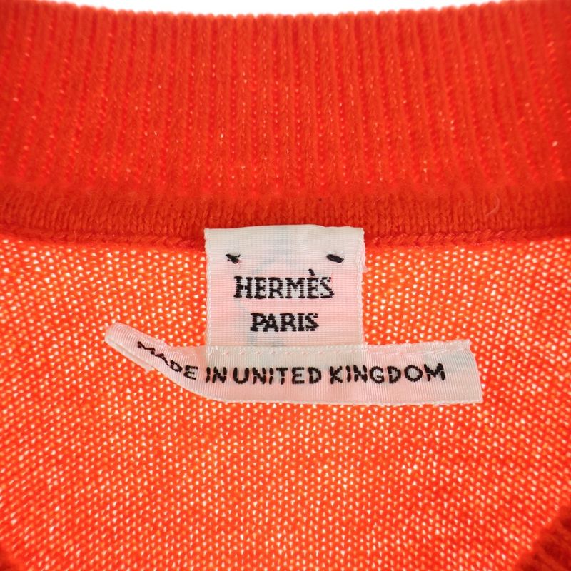 Hermes Lift Cashmere Long Sleeve Knit Sweater Orange