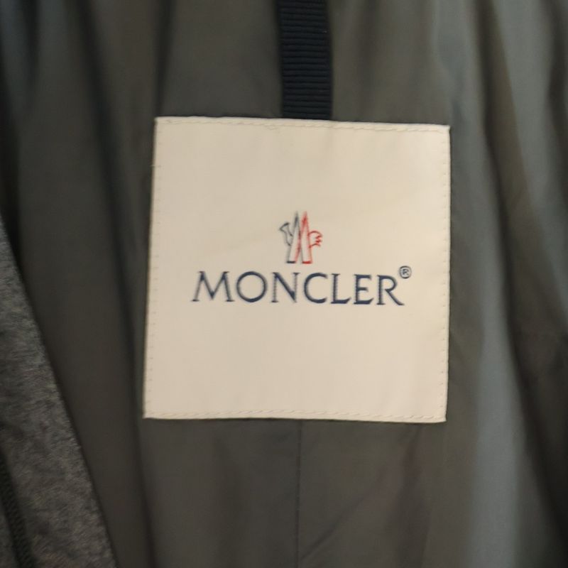 Moncler Wool Hooded Zip Up Long Coat Down Jacket Gray