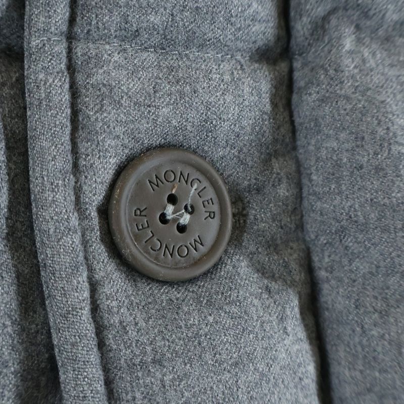 Moncler Wool Hooded Zip Up Long Coat Down Jacket Gray
