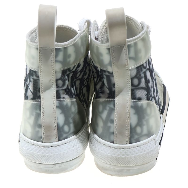 Dior Technical Fabric High Cut Sneakers Oblique Cut Shoes White Gray