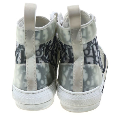 Dior Technical Fabric High Cut Sneakers Oblique Cut Shoes White Gray