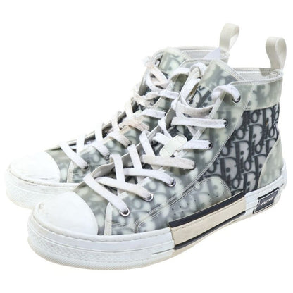 Dior Technical Fabric High Cut Sneakers Oblique Cut Shoes White Gray