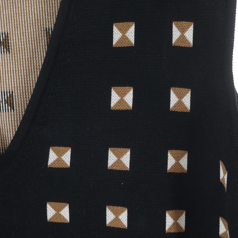 Hermes Medall Allover Pattern Silk Belted Sleeveless Dress Black
