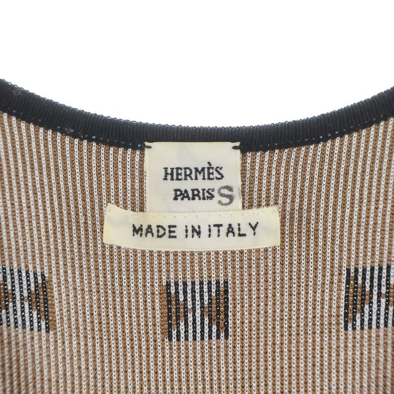 Hermes Medall Allover Pattern Silk Belted Sleeveless Dress Black
