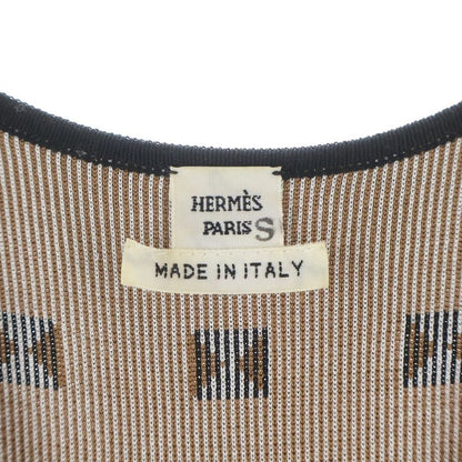 Hermes Medall Allover Pattern Silk Belted Sleeveless Dress Black