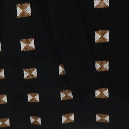 Hermes Medall Allover Pattern Silk Belted Sleeveless Dress Black