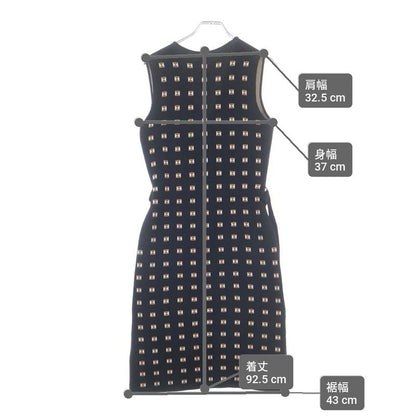 Hermes Medall Allover Pattern Silk Belted Sleeveless Dress Black