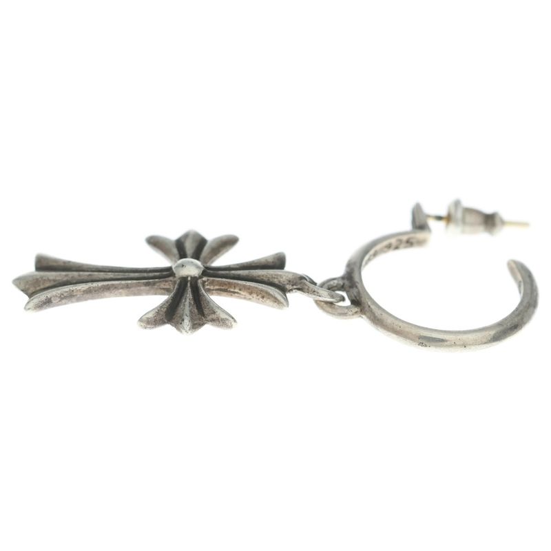 Chrome Hearts Tiny CH Cross Hoop Earrings Silver
