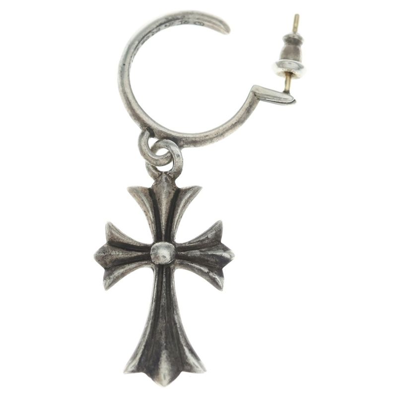 Chrome Hearts Tiny CH Cross Hoop Earrings Silver