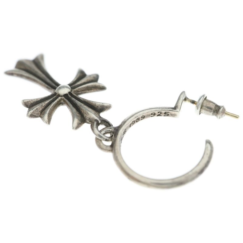 Chrome Hearts Tiny CH Cross Hoop Earrings Silver