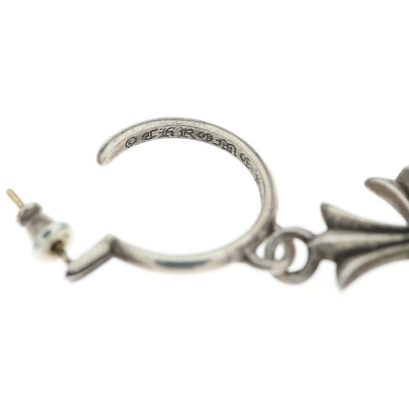Chrome Hearts Tiny CH Cross Hoop Earrings Silver