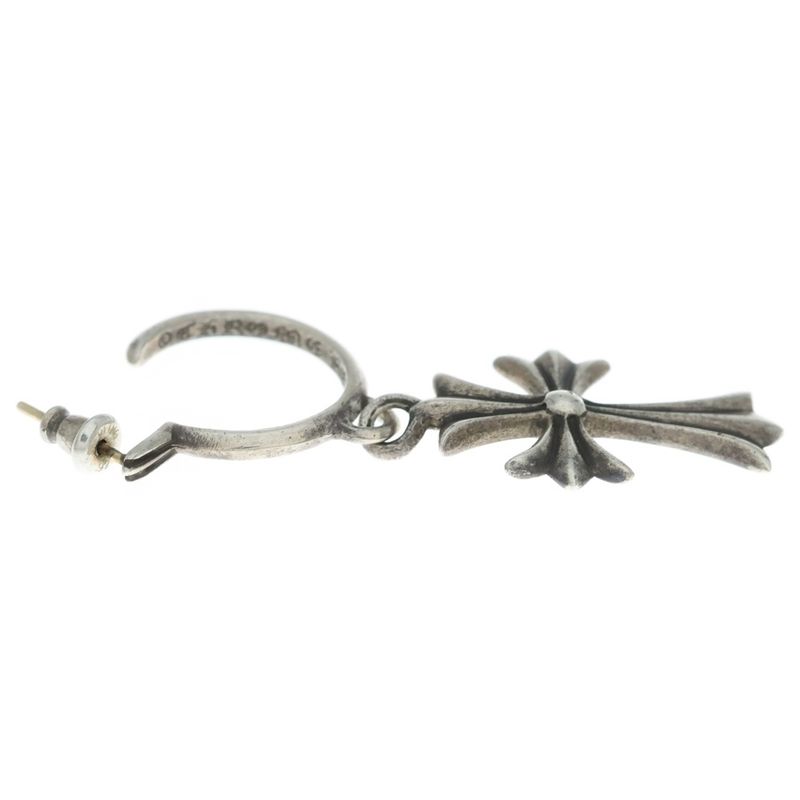 Chrome Hearts Tiny CH Cross Hoop Earrings Silver