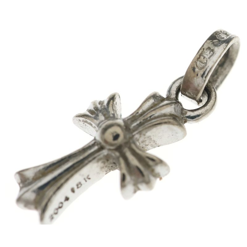 Chrome Hearts Crs Bbyfat P Dia Baby Fat Cross Pave Diamond Pendant Top White