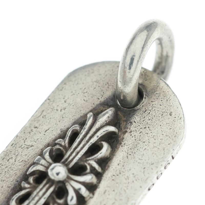 Chrome Hearts Raised Dogtag Dog Tag Charm Silver Necklace Top