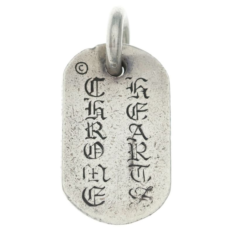 Chrome Hearts Raised Dogtag Dog Tag Charm Silver Necklace Top