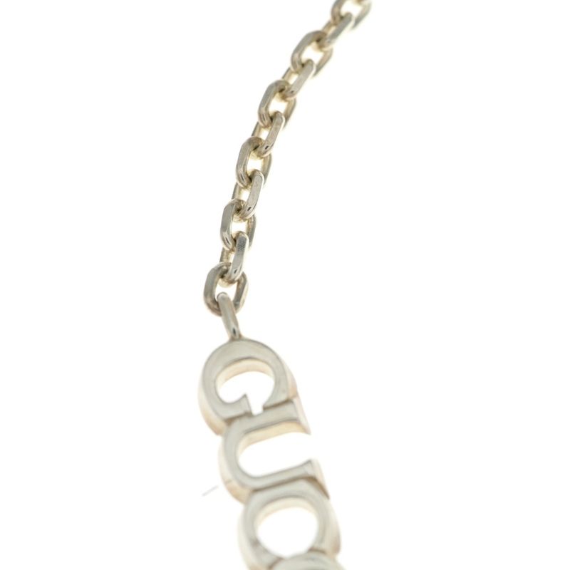 Gucci Logo Plate Chain Bracelet Silver