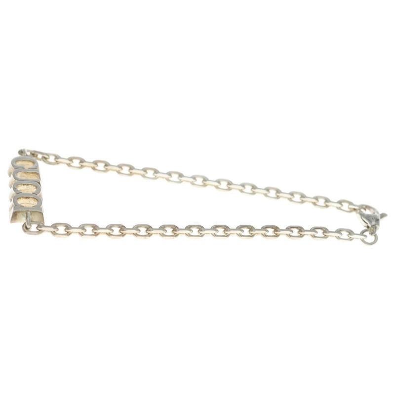 Gucci Logo Plate Chain Bracelet Silver