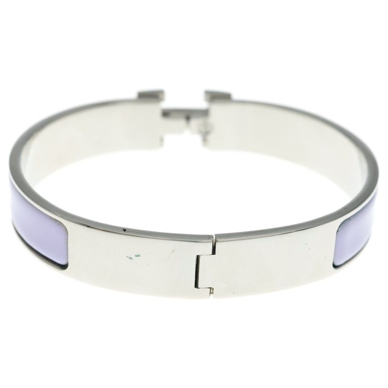 Hermes Clic Clac Bangle Bracelet Silver Light Purple