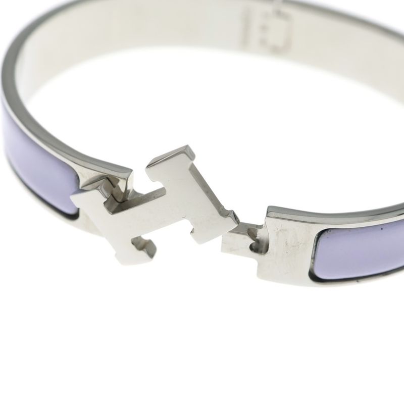 Hermes Clic Clac Bangle Bracelet Silver Light Purple