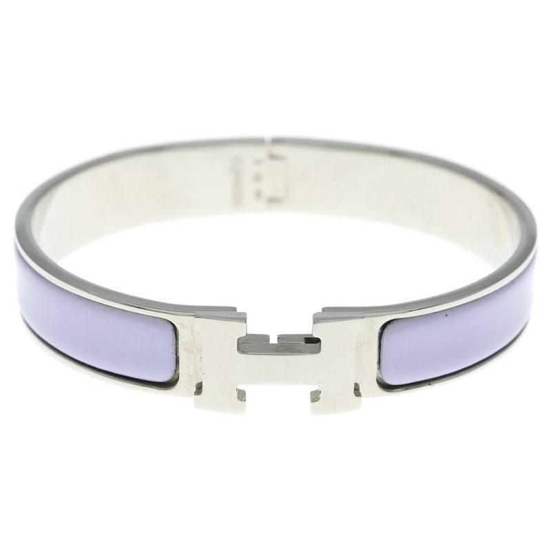 Hermes Clic Clac Bangle Bracelet Silver Light Purple