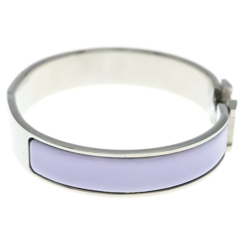 Hermes Clic Clac Bangle Bracelet Silver Light Purple